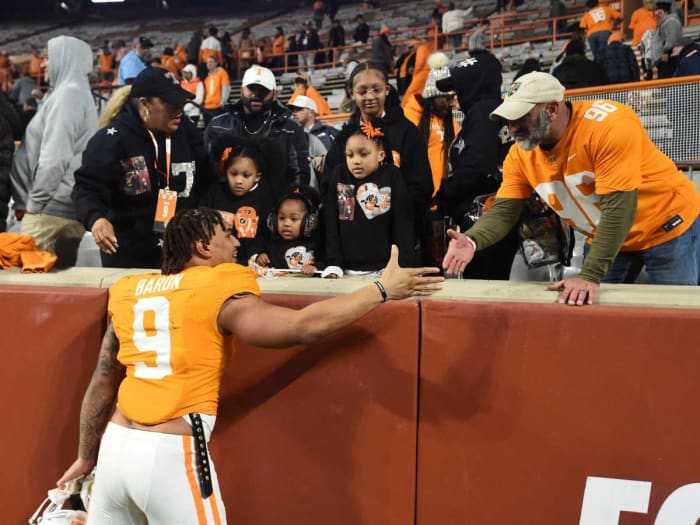 Former Tennessee Volunteers DE Tyler Baron after the win over Vanderbilt. (Photo by Saul Young of theNews Sentinel)